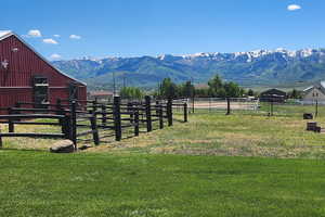 View of mountain feature with a rural view