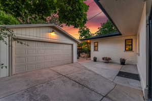 Two car garage with EV charging outlet