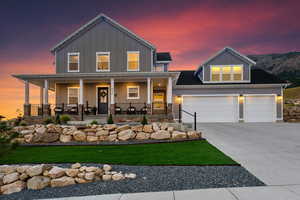 View of front of home featuring covered porch