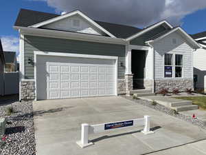 View of front of home with a garage