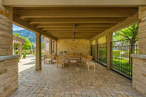 View of covered patio at Clubhouse