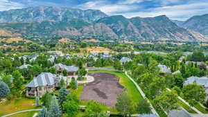 Aerial view featuring mountains to the east