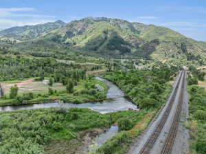 View of mountain feature featuring a water view