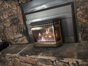 Interior details featuring a fireplace