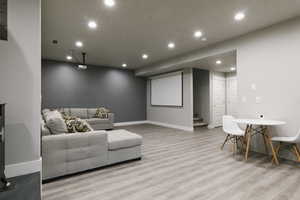 Living room featuring light hardwood / wood-style flooring