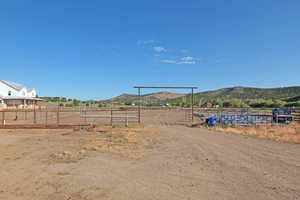 View of yard featuring a mountain view and a rural view