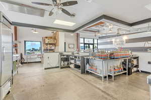 Interior space featuring ceiling fan