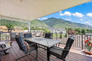 Wooden terrace with a mountain view