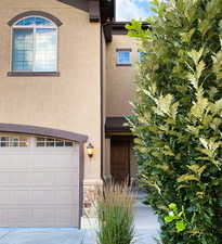 Exterior space featuring a garage