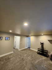 Basement featuring carpet floors