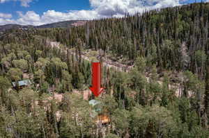 Aerial view featuring a mountain view