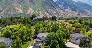 Aerial view with a mountain view