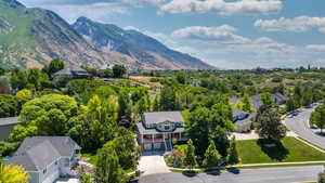 Bird's eye view with a mountain view