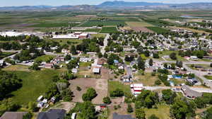 Drone / aerial view featuring a mountain view