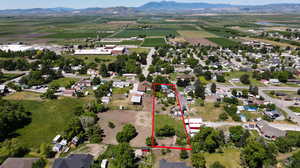 Aerial view featuring a mountain view