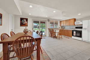 View of tiled dining space