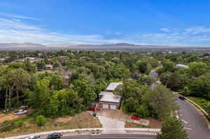 Aerial view featuring a mountain view