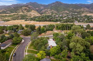 Drone / aerial view with a mountain view