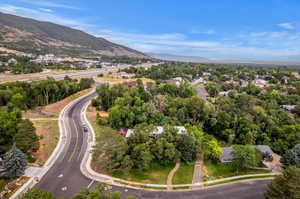 Bird's eye view with a mountain view