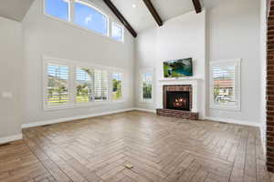 Great Room With Gas Fireplace & Mountain Views