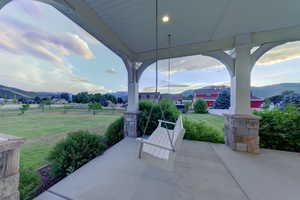 Swing on Porch Enjoys Shade & Mountain Views