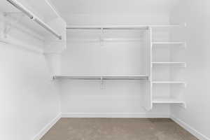 Spacious closet with carpet