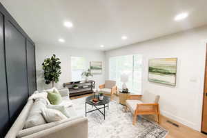 Living room featuring light wood-type flooring