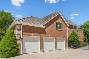 View of home's exterior featuring a garage