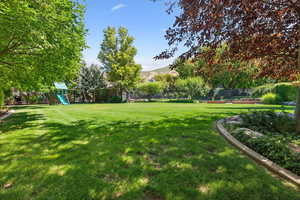 View of yard featuring a playground