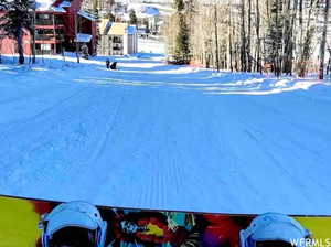 View of yard layered in snow