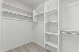 Walk in closet with carpet