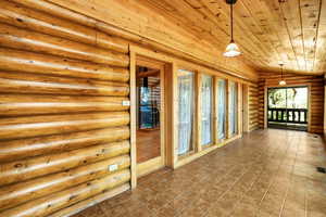 Interior space featuring wooden ceiling