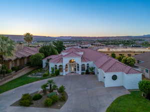 View of aerial view at dusk