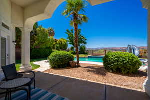 View of patio / terrace featuring a fenced in pool