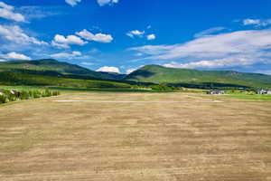 View of mountain background with rural landscape