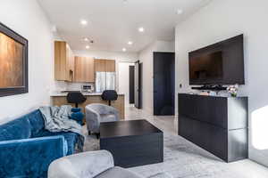 Living area with recessed lighting