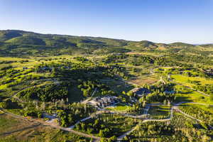 Aerial view of a mountain backdrop