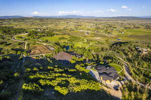 Aerial view of a mountain backdrop