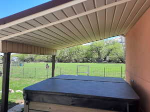 Hot tub looking at back pasture