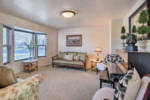 Formal living room with bay window