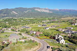 Aerial view with a mountain view