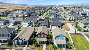 Aerial view featuring a mountain view