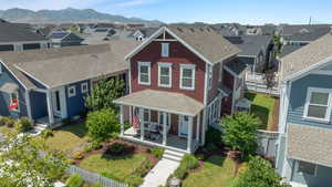 Aerial view featuring a mountain view