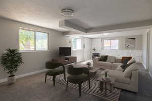 Downstairs living room virtually staged