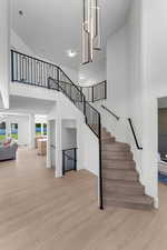 Entry foyer with soaring ceiling.