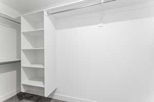 Walk in closet featuring carpet floors