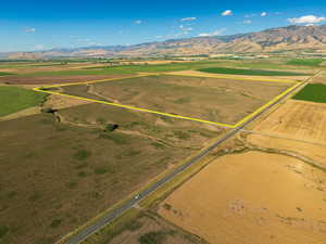 Bird's eye view featuring a rural view and a mountain view