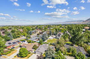 Aerial view featuring a mountain view