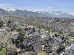 Aerial view with a mountain view