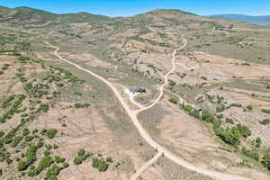 Drone / aerial view featuring a mountain view